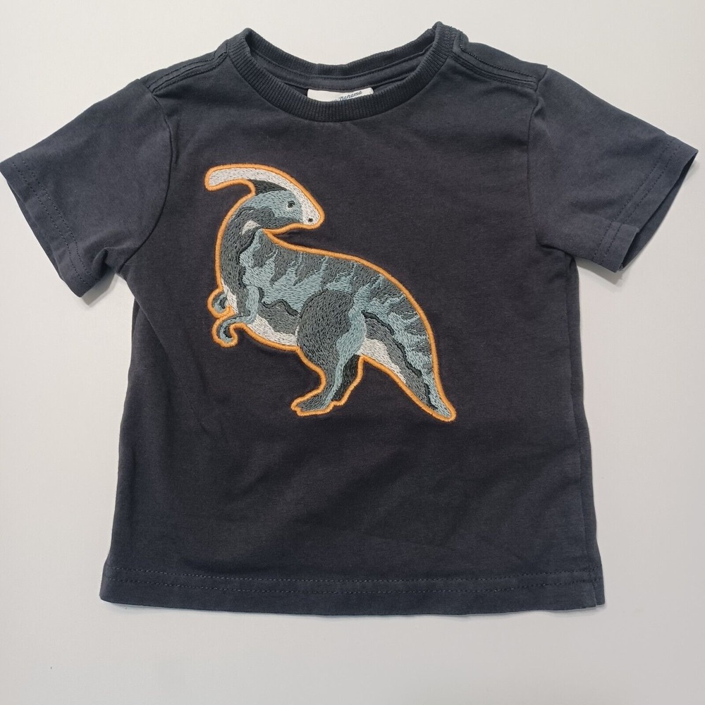 Tommy Bahama Baby Boy 12 M Tee Shirt Parasaurolophus Dino Blue Short 100% Cotton